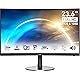 MSI PRO 23,6 Zoll Curved-Office-Monitor (1500R, 1920 x 1080, VA-Panel, 100 Hz, Less Blue Light PRO, VESA, Lautsprecher, neigbar)