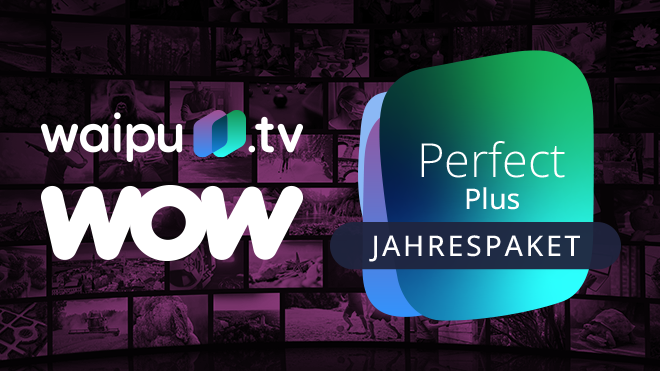 Streaming, Schnäppchen, Rabattaktion, Deals, Tv, sale, Fernsehen, Videoplattform, Serie, Sonderangebote, Angebote, Serien, Film, Filme, Videostreaming, Streamingportal, Sky, Wow, Streamingdienst, Waipu.tv, waipu, Jahrespaket, Perfect Plus, TV-Streaming