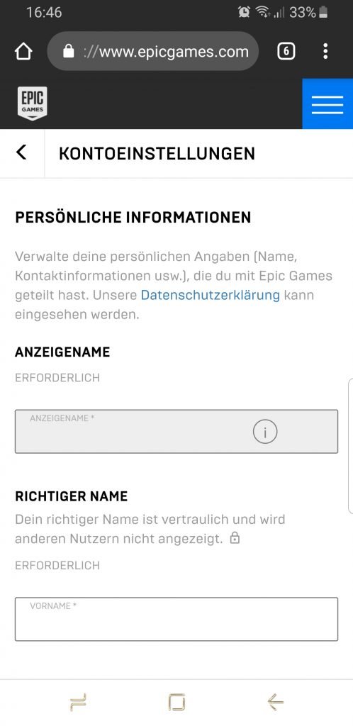 FN Mobile Namen ändern