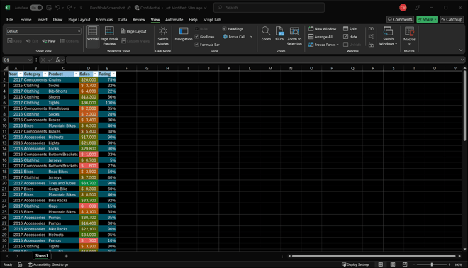 Microsoft Excel: Dunkler Modus