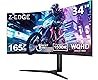 Z-Edge 34 Zoll Curved Gaming Monitor 21:9 Ultrawide, 165Hz(DP) 100Hz(HDMI) 1ms MPRT, WQHD 3440x1440 R1500 Curved Bildschirm, Höhenverstellbar, FreeSync, HDMI, DisplayPort, RGB-Licht - Schwarz