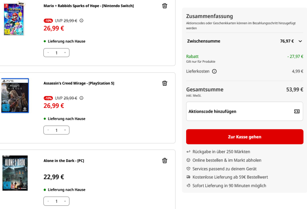 3 für 49 Euro: Beispielauswahl der Aktion bei MediaMarkt