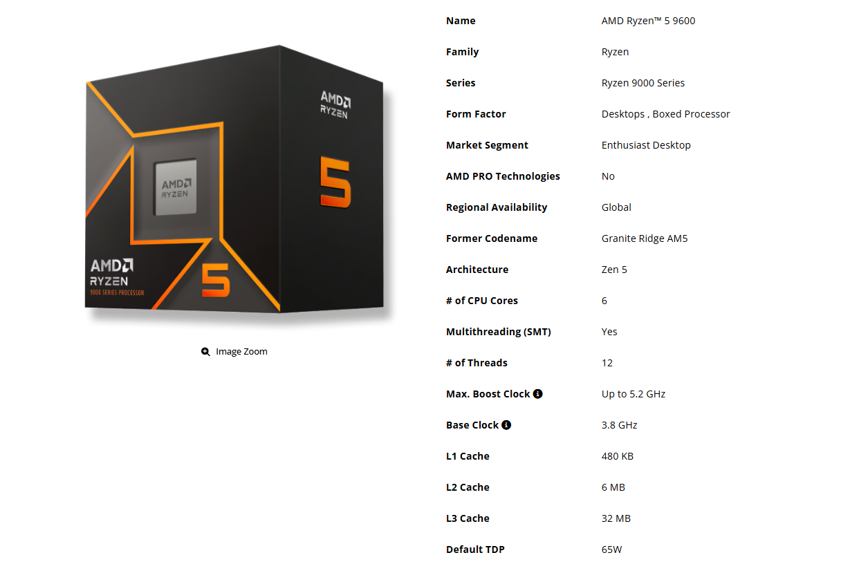 Amd Ryzen 5 9600 Spezifikationen