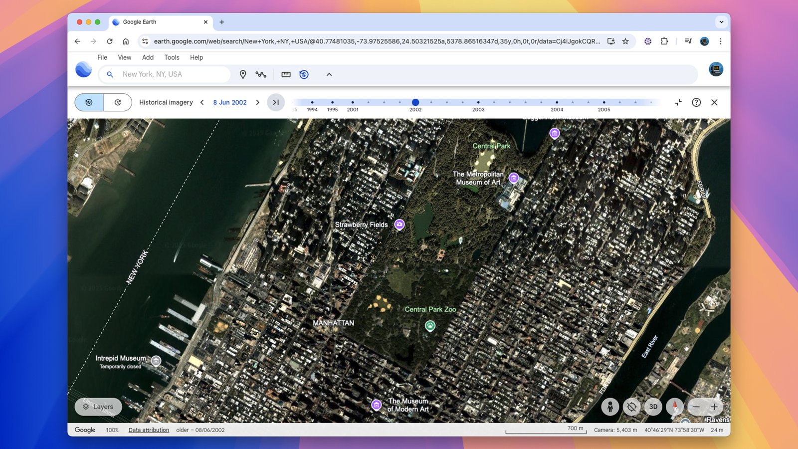 Foto von Google Earth zeigt New York City aus Satelliten.