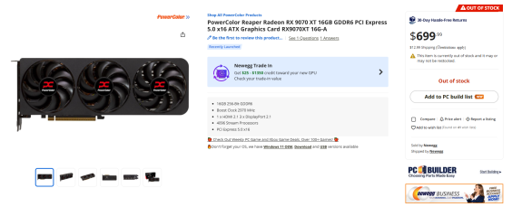 PowerColor Reaper RX 9070 XT NewEgg