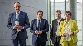 Friedrich Merz, Lars Klingbeil, Markus Söder und Saskia Esken (v.l.n.r.)